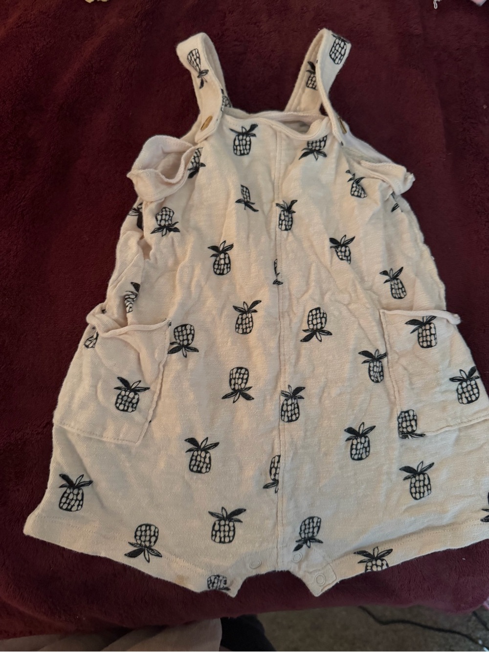 Unbranded Girls' Cream Pineapple Print Romper